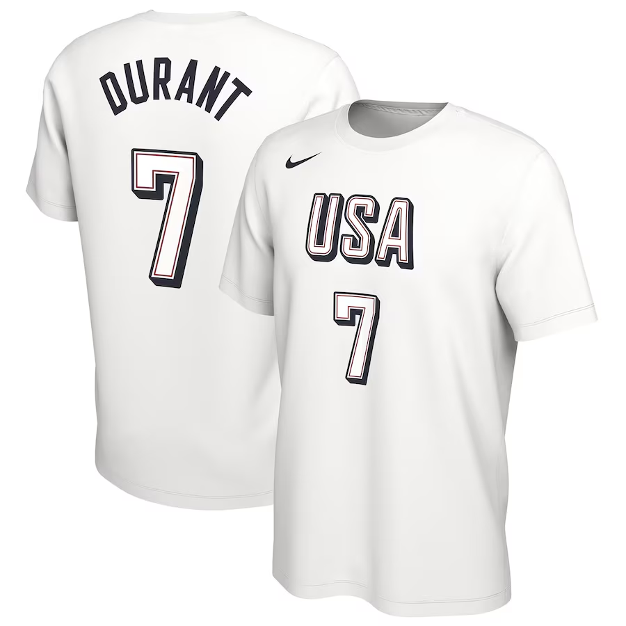 Men 2024 Paris Olympics USA basketball #7 Durant white T shirts->more jerseys->NBA Jersey